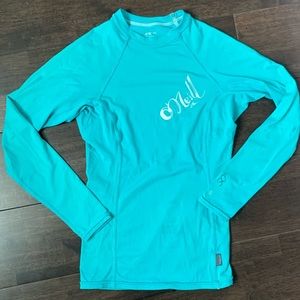 O’Neill blue/teal rash guard 50+ SPF